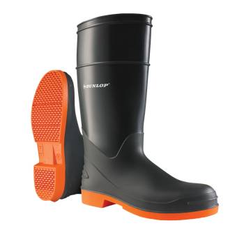 Dunlop 87982 Unisex Grey/Orange 16 Inch PVC Waterproof, Slip Resistant, Steel Toe, Pull On Boot