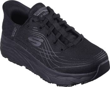 SKECHERS Work Max Cushioning Hands Free Slip-Ins SK108172BLK, Women's, Black, Soft Toe, Slip Resistant, Low Athletic, Work Shoe